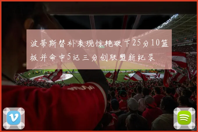 波蒂斯替补表现惊艳砍下25分10篮板并命中5记三分创联盟新纪录